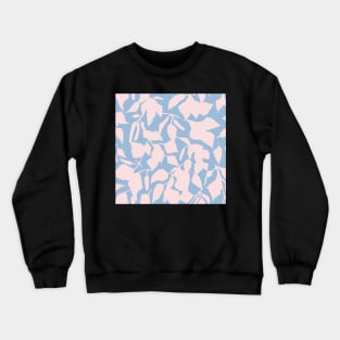 Birch leaves pink on light blue, seamless pattern Crewneck Sweatshirt